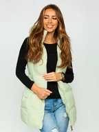 Kamizelki damskie - Zielona długa pikowana kamizelka damska Denley 5M721 - miniaturka - grafika 1