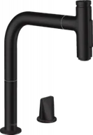 Baterie kuchenne - HANSGROHE 73818670 Metris Select M71 2-otworowa jednouchwytowa bateria kuchenna 200, wyciągana wylewka, 2jet, sBox, mat czarny - miniaturka - grafika 1
