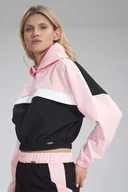 Bluzy damskie - Dwukolorowa Krótka Bluza z Kapturem - Czarno-Różowa - Figl - miniaturka - grafika 1