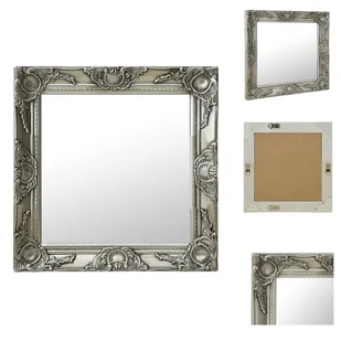 vidaXL Lustro ścienne w stylu barokowym 50x50 cm srebrne - Lustro - Lustra - miniaturka - grafika 1