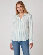 Koszule damskie - KOSZULA DAMSKA WRANGLER STRIPE SHIRT CARRIBEAN SEA W5R6TIB13 112130318 - Wrangler - miniaturka - grafika 1