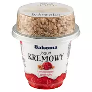 Kefiry, jogurty, maślanki - Bakoma Jogurt kremowy z malinami i granolą 230 g - miniaturka - grafika 1