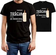 Koszulki męskie - T-SHIRT MĘSKI PREZENT DLA TEŚCIA TEŚĆ ŚMIESZNA KOSZULKA CZARNA R-M A519 - miniaturka - grafika 1