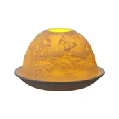Ozdoby bożonarodzeniowe - Lampion porcelanowy na tealight z wkładem LED 7,5 cm MOTYL - miniaturka - grafika 1