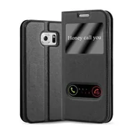 Etui i futerały do telefonów - Etui ochronne Cadorabo do Samsung Galaxy S6 EDGE w kolorze czarnym etui na telefon komórkowy pokrowiec na książkę - miniaturka - grafika 1