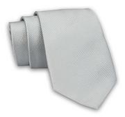 Krawaty i muchy męskie - Jasny Szary Elegancki Klasyczny Krawat -Angelo di Monti- 7 cm, Jednokolorowy, w Delikatne Prążki - miniaturka - grafika 1