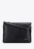 Torebki damskie - Klasyczna listonoszka ze skóry naturalnej dwukomorowa czarno - złota - miniaturka - grafika 1