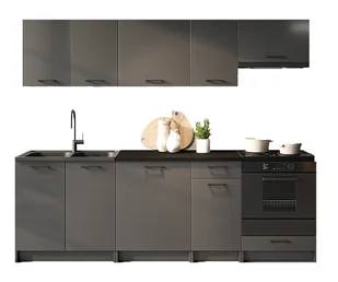 Zestaw 8 mebli do kuchni 240 cm grafit mat L5-Z41 - Meble kuchenne - miniaturka - grafika 1