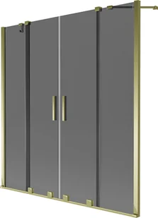 Mexen Velar Duo parawan nawannowy 2-skrzydłowy rozsuwany 150 x 150 cm, grafit, złoty - 896-150-000-42-50 - Parawany nawannowe - miniaturka - grafika 1