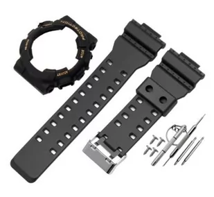 2W1 Opaska Pasek + Etui Casio G-Shock Ga-100 Ga-110 Gd-100 G-8900 Czarna (Złoty Napis) - Akcesoria do smartwatchy - miniaturka - grafika 1