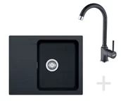 Zlewozmywaki z baterią - Franke Zestawy - Zestaw kuchenny T29, zlew tektonitowy OID 611-62, czarny + bateria FP 9000, onyks NOWOŚĆ 114.0366.037 - miniaturka - grafika 1