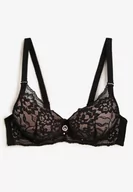Biustonosze - Czarno-Beżowy Koronkowy Biustonosz Push Up Vectora - miniaturka - grafika 1
