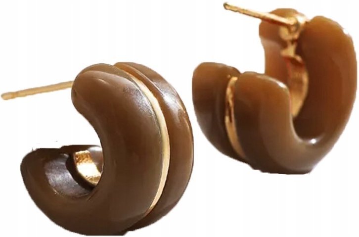 Nowoczesne Kolczyki Brązowe Eleganckie Stylowe Modne Sztyft