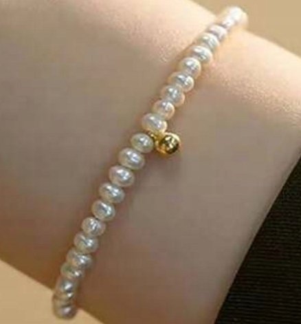 Złota Bransoletka z Perłami Łańcuszek Stal Szlachetna na Prezent