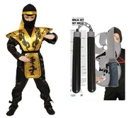 Stroje karnawałowe - Zestaw Strój Ninja Wojownik Go 146/152 plus Zestaw Nunczako 5el MK327 - miniaturka - grafika 1