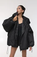 Kurtki damskie - Kurtka bomber hoodie oversize black - miniaturka - grafika 1