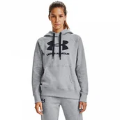 Bluzy damskie - Damska bluza dresowa z kapturem UNDER ARMOUR Rival Fleece Logo Hoodie - szara - miniaturka - grafika 1
