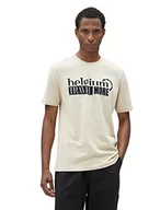Koszulki męskie - Koton Męski t-shirt z nadrukiem z nadrukiem Crew Neck Short Sleeve Cotton T-Shirt, beżowy (057), M - miniaturka - grafika 1