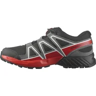 Buty dla chłopców - Salomon Speedcross J sneakersy dziecięce, uniseks, Black Quiet Shade High Risk Red, 35 EU - miniaturka - grafika 1