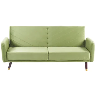 Sofa rozkładana welurowa oliwkowa SENJA - Sofy i kanapy - miniaturka - grafika 1