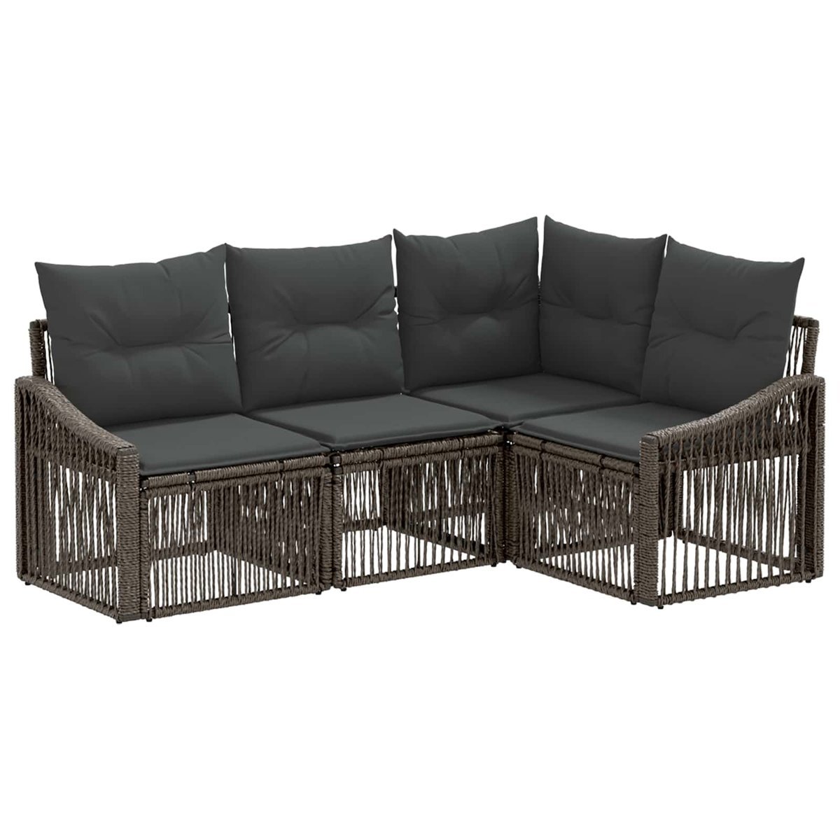 vidaXL Zestaw Sof na Ogród 4 pcs Szary polirattan