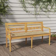 Ławki ogrodowe - vidaXL Ławka Batavia z beżową poduszką, 150 cm, lite drewno tekowe - miniaturka - grafika 1