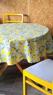 Okrągły bawełniany obrus plamoodporny Cytrynki - Obrusy i serwetki - miniaturka - grafika 1