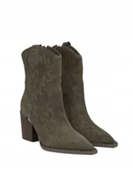 Botki damskie - ALMA EN PENA ZAMSZOWE BOTKI KOWBOJKI Z HAFTEM I OBCASEM 36 T6A - miniaturka - grafika 1