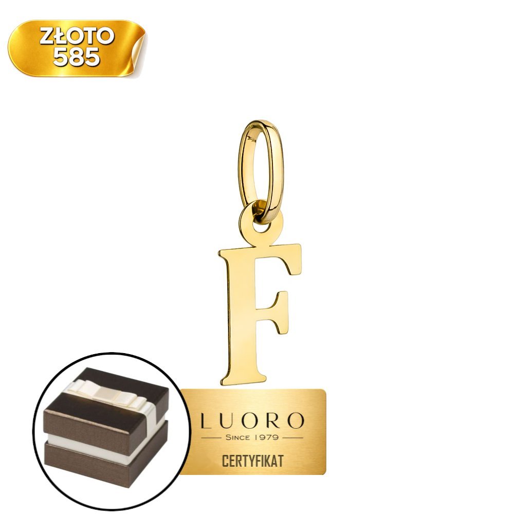 ZAWIESZKA ZŁOTA 585 14K LITERKA F ŻÓŁTA 17 MM ELEGANCKA DELIKATNA