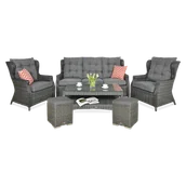 Meble ogrodowe - Zestaw technorattanowy TRIVENTO 3 + PUFY Dark Grey - miniaturka - grafika 1