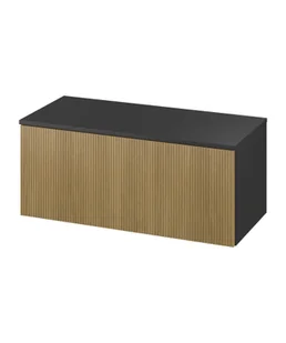 Szafka łazienkowa pod umywalkę z blatem Meissen Keramik Werta 100 cm jasne drewno S1005-010 - Szafki łazienkowe - miniaturka - grafika 1