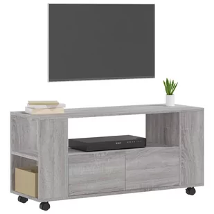 Szafka pod TV, szary dąb sonoma, 102x34,5x43 cm Lumarko! - Szafki RTV - miniaturka - grafika 4