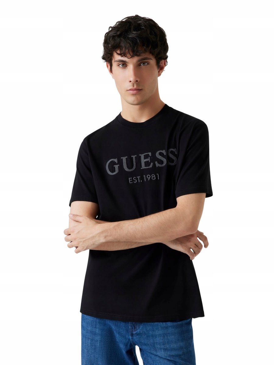 GUESS KOSZULKA MĘSKA T-SHIRT SS CN GUESS BOX LOGO CZARNA r.XL