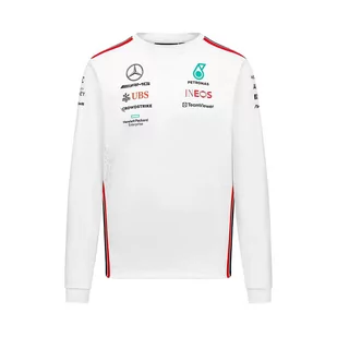 Koszulka męska Longsleeve biała Team Mercedes AMG F1 2023 - Odzież do sportów motorowych - miniaturka - grafika 1