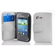 Etui i futerały do telefonów - Etui ochronne Cadorabo do Samsung Galaxy POCKET NEO w kolorze białym etui na telefon komórkowy pokrowiec na tył imitacja skóry torba - miniaturka - grafika 1