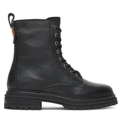 Botki damskie - Trzewiki Tommy Hilfiger Th Plaque Pebble Lace Boot Warm FW0FW08767 Czarny - miniaturka - grafika 1