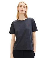 Koszulki i topy damskie - T-shirt damski TOM TAILOR z nadrukiem serca, 30281-wyraźny antracytowy melanż, S - miniaturka - grafika 1