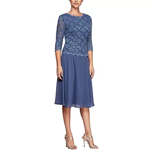 Alex Damska sukienka Tea Length Sequin Lace Mock Dress (Petite and Regular) na specjalne okazje - Sukienki - miniaturka - grafika 1