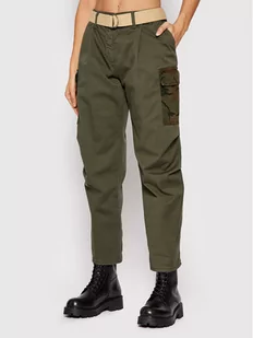 Please Spodnie materiałowe P0SET05C17 Zielony Relaxed Fit - Spodnie damskie - miniaturka - grafika 1