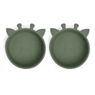 Miseczki i talerzyki dla dzieci - Nuuroo silikonowe miseczki głębokie 2 szt GIRAF Dusty Green - miniaturka - grafika 1