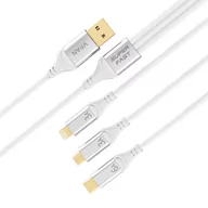 Kable USB - Kabel USB Vipfan X15 3w1 USB-C / Lightning / Micro 66W 1.2m, pozłacany biały - miniaturka - grafika 1