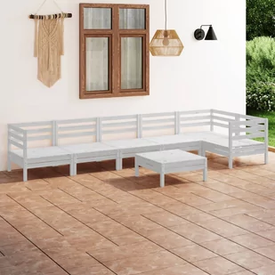vidaXL 7-cz zestaw wypoczynkowy do ogrodu drewno sosnowe biały - Meble ogrodowe - miniaturka - grafika 1