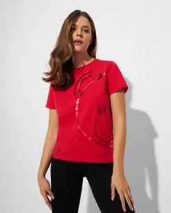 MOSCHINO Czerwony t-shirt z misiem rozmiar S - Koszulki i topy damskie - miniaturka - grafika 1