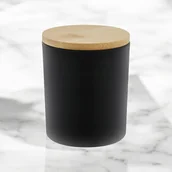 Świece - Świeca sojowa w czarnym matowym szkle z bambusową zakrętką - miniaturka - grafika 1