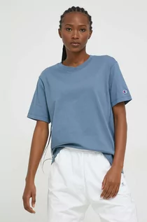 Koszulki sportowe damskie - Champion t-shirt bawełniany kolor niebieski - grafika 1