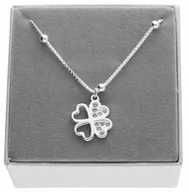 Łańcuszki - Srebrny naszyjnik koniczynka cyrkonia gruby łańcuszek PUDEŁKO SREBRO 925 - miniaturka - grafika 1