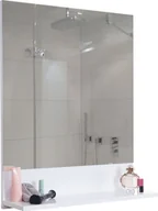 Lustra - Lustro ścienne z półką HWC-B19, lustro łazienkowe, wysoki połysk 75x60cm ~ biały - miniaturka - grafika 1