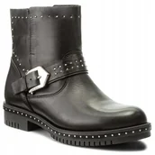 Botki damskie - Carinii Botki Skózane Czarne Wsuane Płaskie 37 W_a - miniaturka - grafika 1