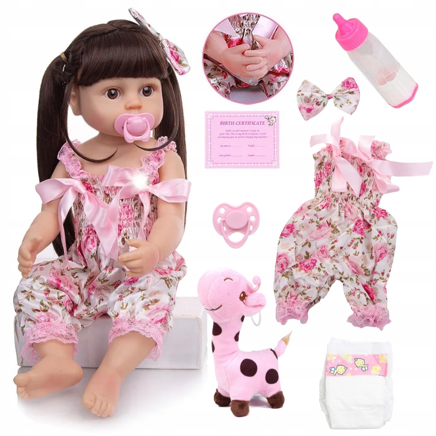 Duża Lalka Reborn Mówi Śpiewa Zestaw Realistyczna Zabawka Dla Dzieci 55cm
