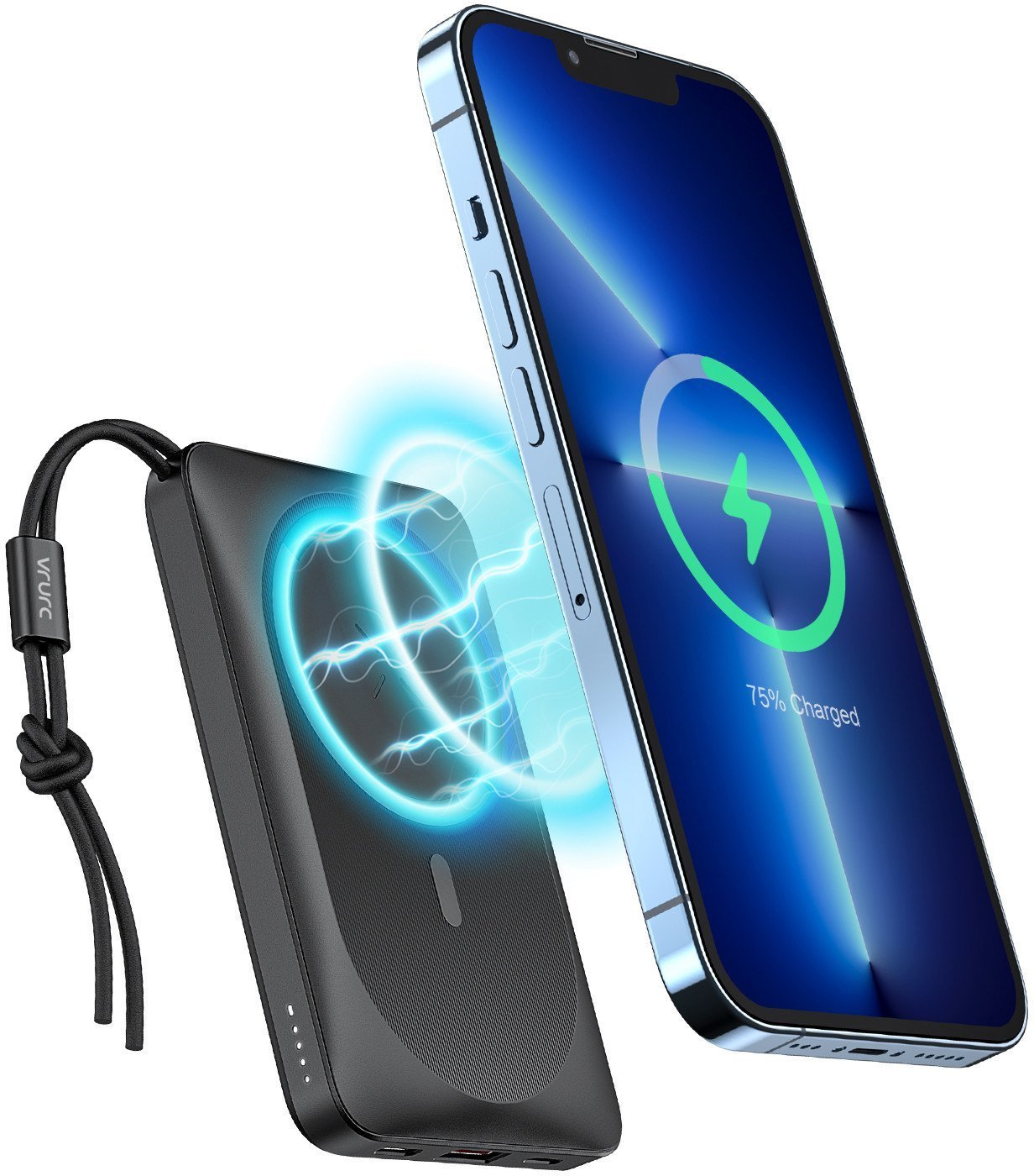 VEGER powerbank 10000 mAh z ładowaniem indukcyjnym kompatybilny z MagSafe PD QC3.0 2A 20W MagOn VP1151 / W1151 czarny